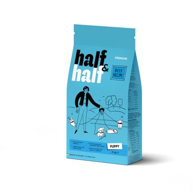 Сухий корм для цуценят усіх порід Half&Half із яловичиною 2 кг