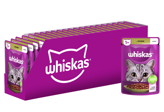 Упаковка вологого корму Whiskas з ягня в желе 28 шт. * 85 г