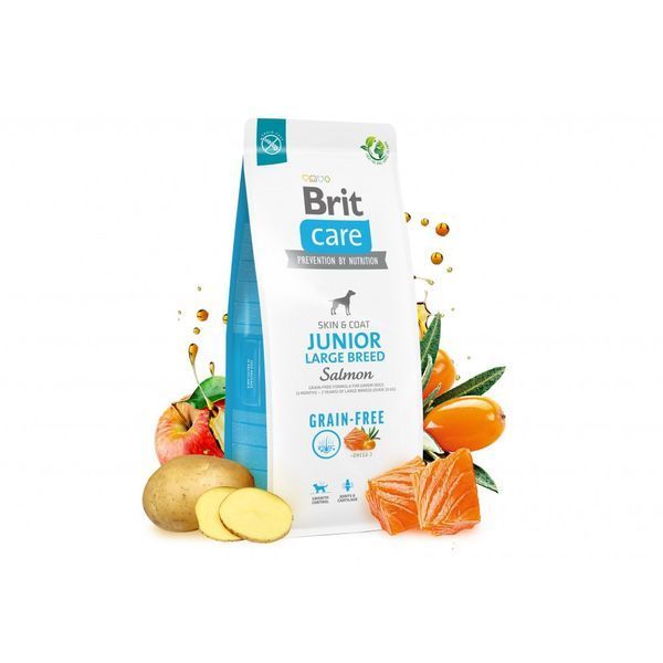 Сухий корм для собак Brit Care Беззерновий для юніорів великих порід Grain Free Junior Large Breed Salmon & Potato, Лосось та Картопля, 3 кг 172199 фото
