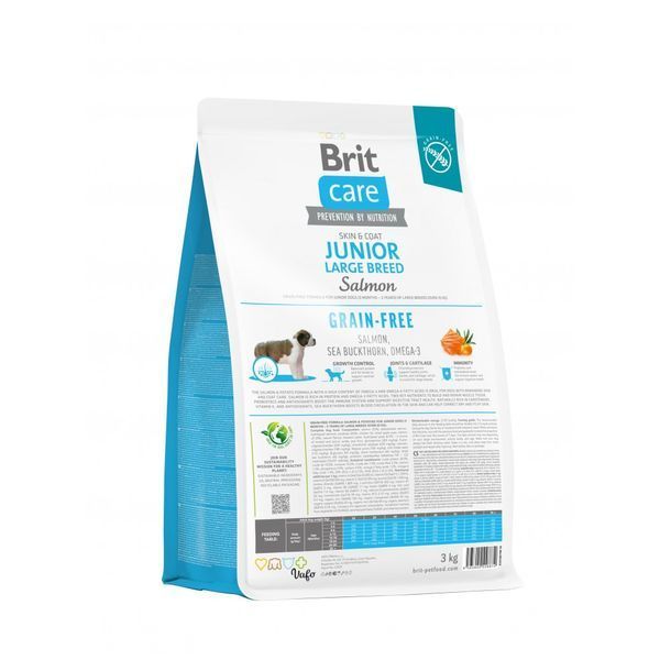 Сухий корм для собак Brit Care Беззерновий для юніорів великих порід Grain Free Junior Large Breed Salmon & Potato, Лосось та Картопля, 3 кг 172199 фото