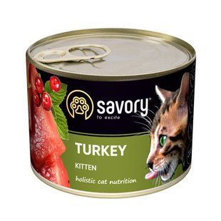 Вологий корм для котів Savory для кошенят Kitten Fresh Turkey, Індичка, 200 г 30679***** фото