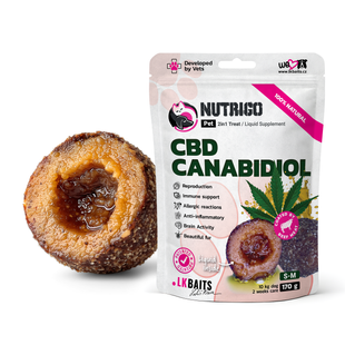LK Baits Pet Nutrigo CBD S-M Функціональні ласощі для собак середніх порід з конопляною олією (&Oslash; 20 мм), 170 г 7777032 фото