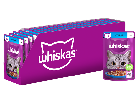 Упаковка вологого корму Whiskas з тунцем в желе 28 шт. * 85 г