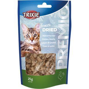 Ласощі для котів Trixie д кот PREMIO Freeze Dried chicken hearts, сушені курячі сердечки, 25г 42756***** фото