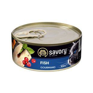 Вологий корм для котів Savory для вибагливих котів Adult Cat Fresh Fish, Риба, 100 г 30631***** фото