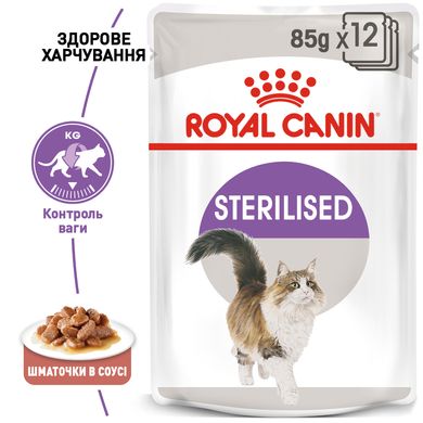 Упаковка вологого корму для дорослих стерилізованих котів ROYAL CANIN STERILISED IN GRAVY 85 г x 12 шт.